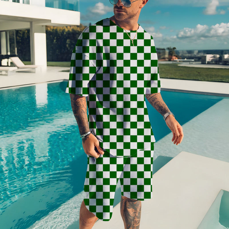 Mens Tracksuits Summer Round Neck Tshirt Set Clothes 3D Tracksuit Short Sets Casual Sportswear Man Oversized Tshirts 230707