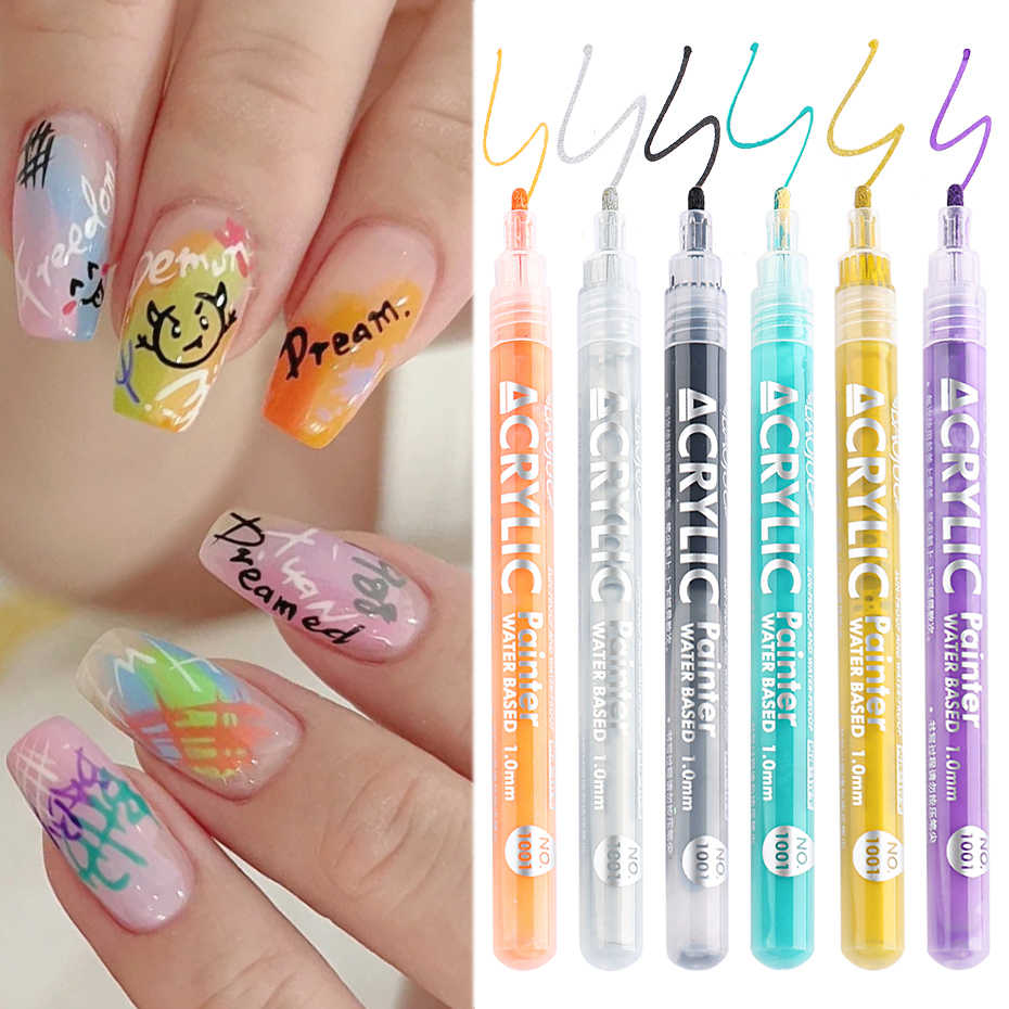 Nail Gel Nail Art Drawing Graffiti Pen Waterproof Line Painting Brush DIY 3D Abstract Swirl Lines Flower Sketch Scrawl Manicure Tools #TY 230706