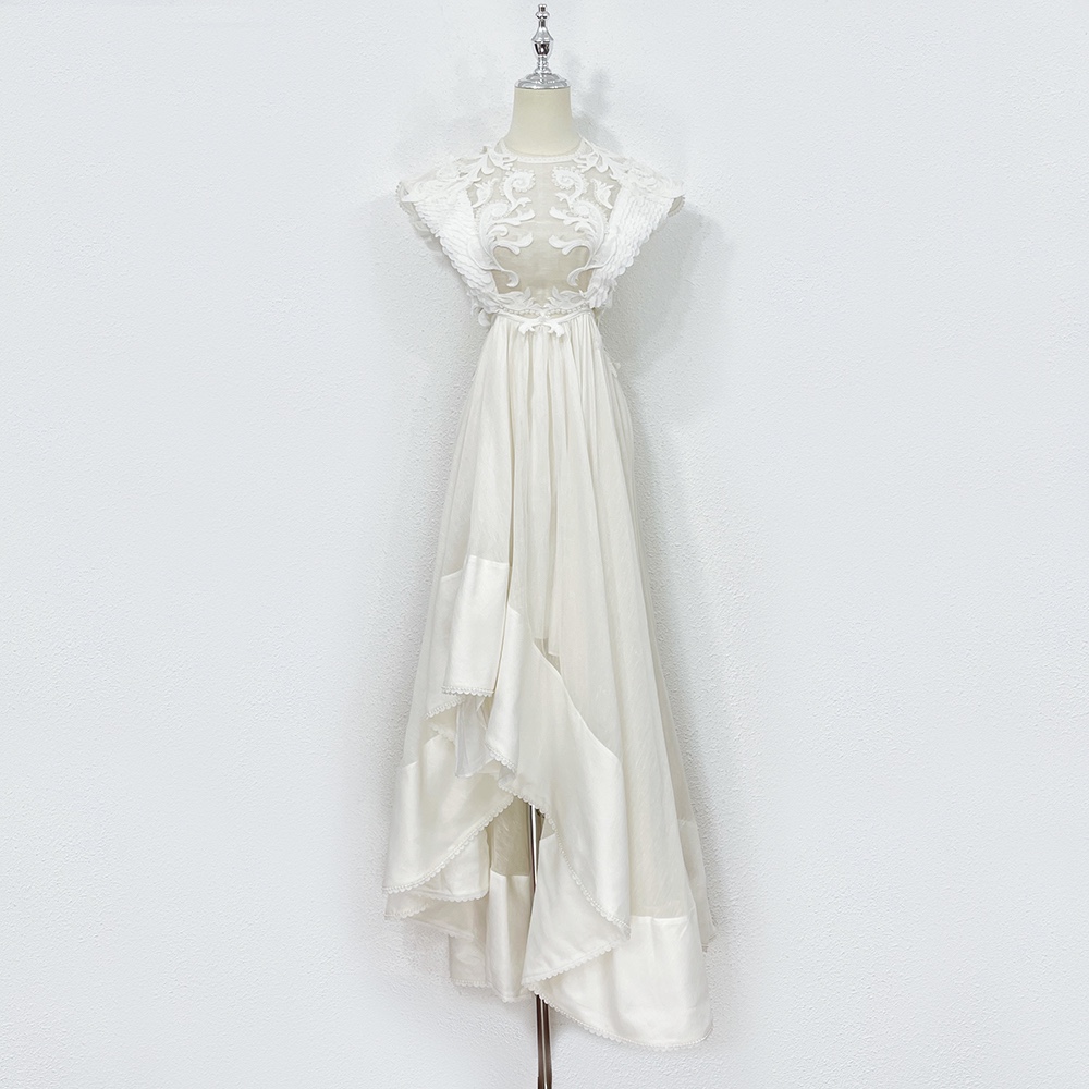 Runway Dresses Australian Fashion Brand 2023 Silk and Hemp Heavy Industry Handmade Beaded Irregular Dress, Ivory 
Runway Dresses Australian Fashion Brand 2023 Silk and Hemp Heavy Industry Handmade Beaded Irregular Dress, Ivory
