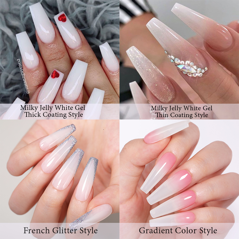 Nail Polish UR SUGAR 7ml Glass Bottle Milky Jelly White Gel Nail Polish White Color UV Led Gel Varnish For Manicure Nail Art Base Top 230706
