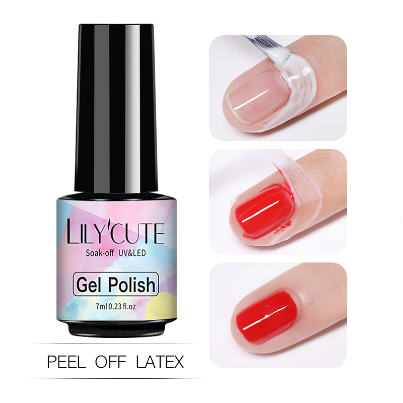 Nail Polish LILYCUTE 7ml5ml Peel off Latex Odorless Coldresistant White Nail Art Care Edge Protector Nail Art Stamping Tools 230706