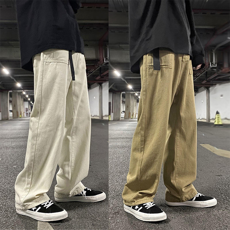 Mens Pants Straight Leg Cargo Wide Vintage Loose Casual Men Fashion 230706