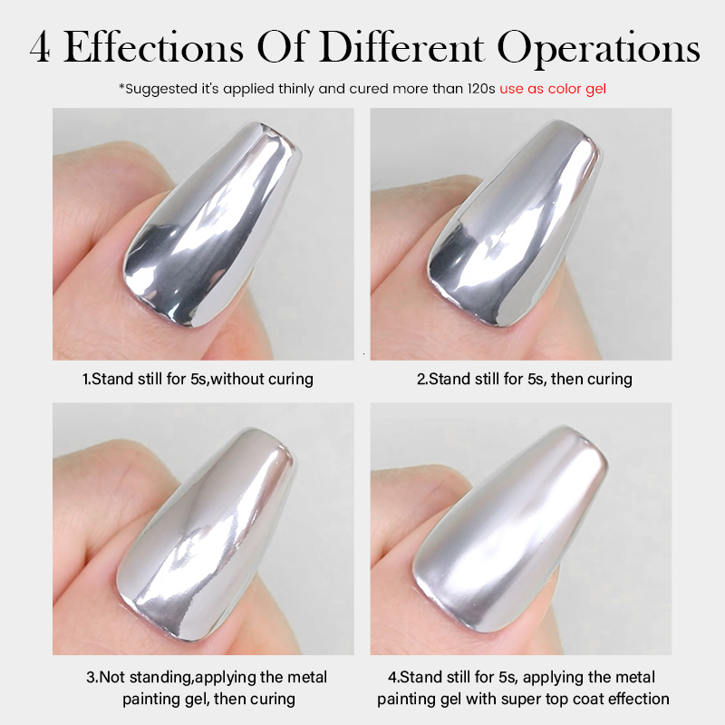 Nail Polish Metallic Painting Gel Polish for Nail Art Soak Off Gel Nail Polish Gold Silver Mirror Glitter UV Gel 5ml 230706