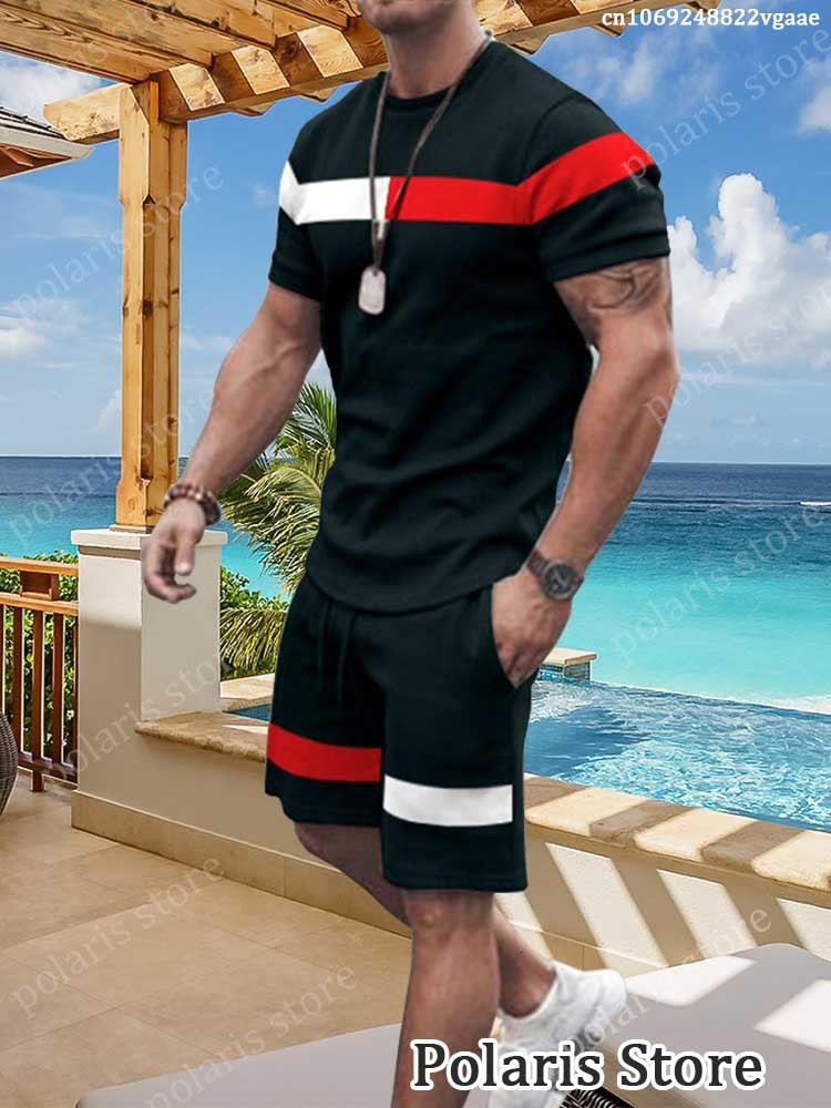 Men's Tracksuits Summer Men Sets Tracksuit T Shirt Men Clothing Fashion Streetwear Solid Color Suit Male Vintage Sportswear 2 Piece Short Outfits