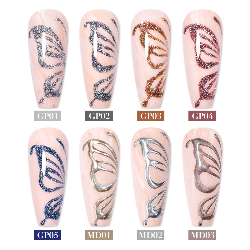 Nail Polish Metallic Painting Gel Polish for Nail Art Soak Off Gel Nail Polish Gold Silver Mirror Glitter UV Gel 5ml 230706