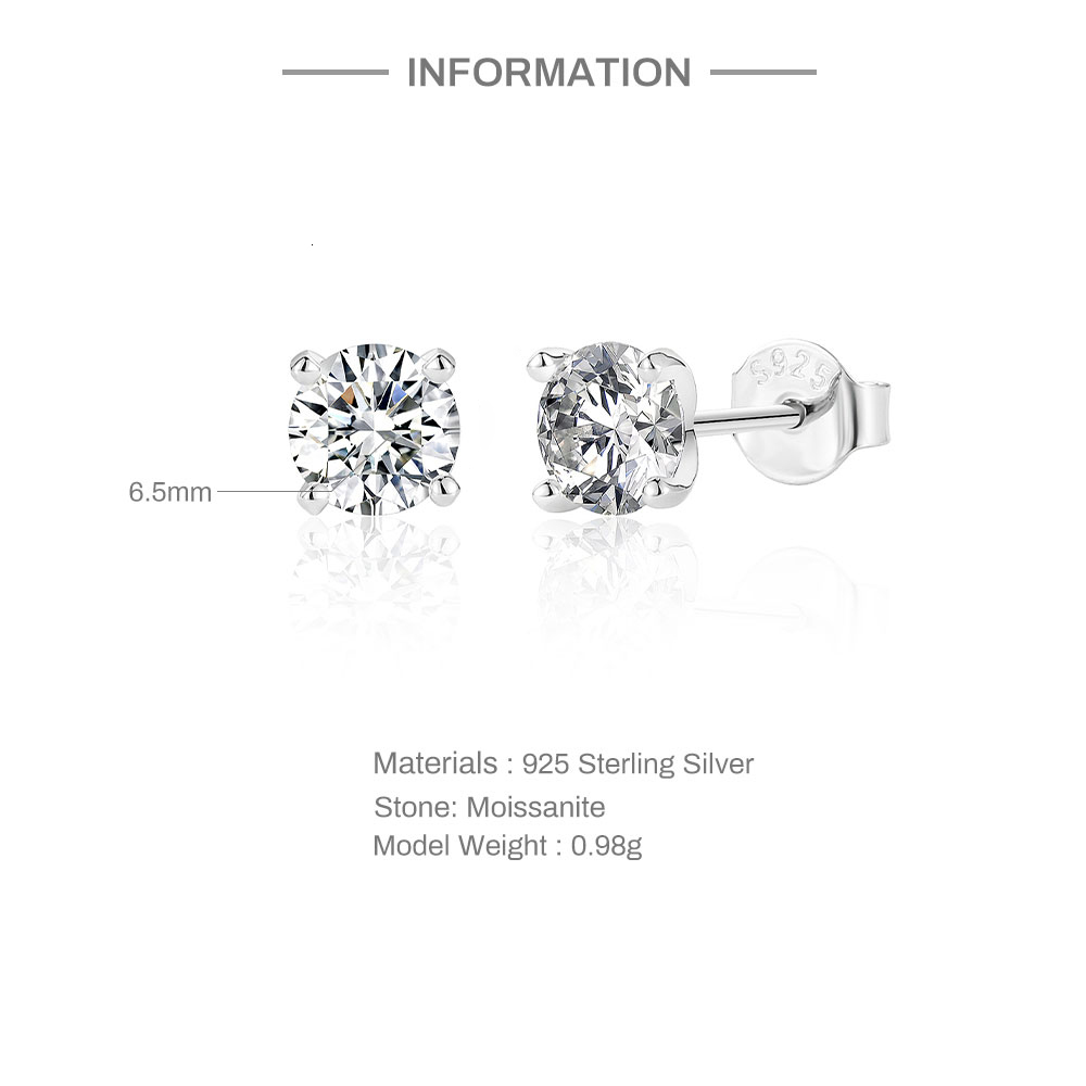 Stud CANNER 0512 Carat D Color Ear Stud Earrings For Women 925 Sterling Silver Sparkling Piercing Earring Fine Jewelry 230706