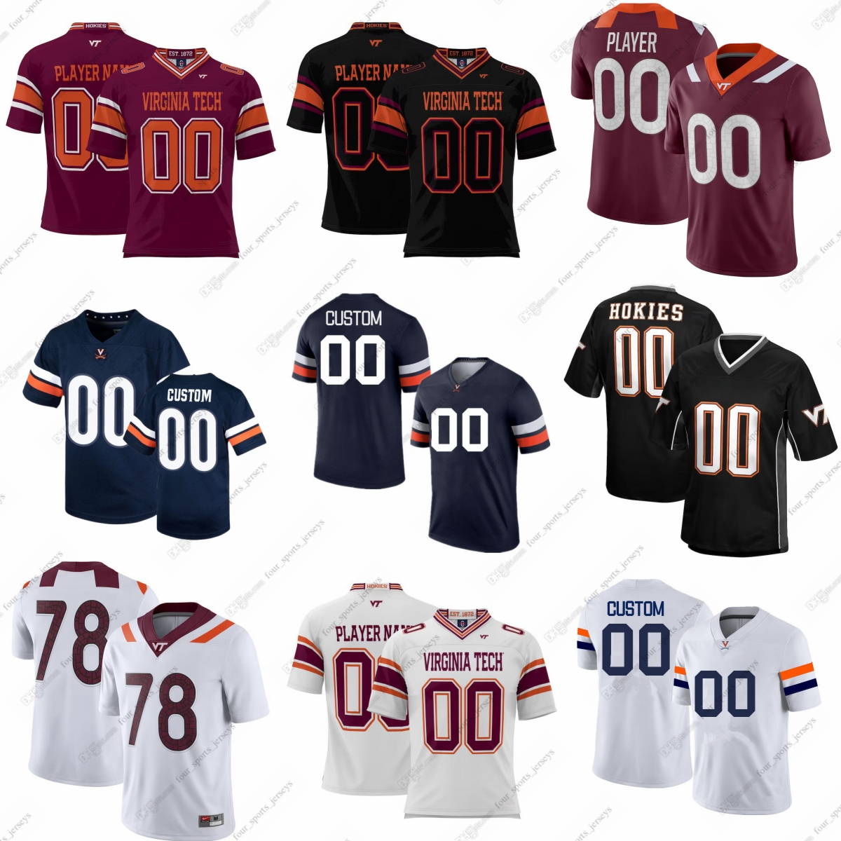 Custom NCAA Virginia Cavaliers College Football Jerseys Lawrence Taylor Bruce Smith Michael Vick Ronde Barber Kam Chancellor Willie Lanier Fran Tarkenton Burress