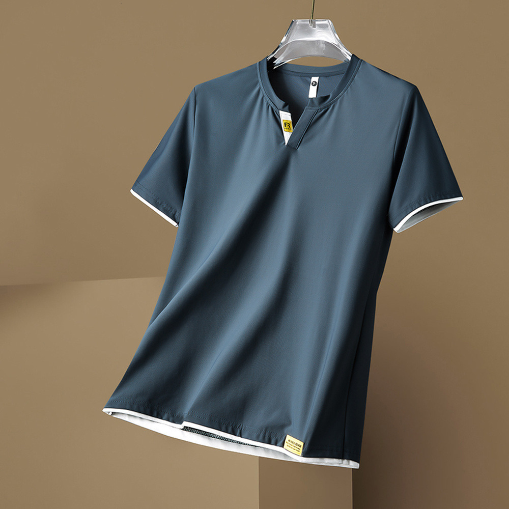 Mens TShirts Summer Clothes for Men Short Sleeve T Shirt Fashion Clothing Ice Silk Fiber Lightweight Breathable Cool Tops 230707