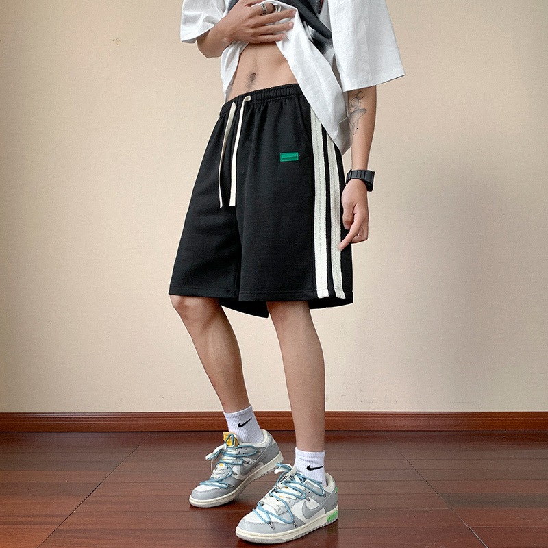 Men's Shorts American High Street Y2k Versatile Shorts Mens Summer Striped Print Loose Straight Joggers Short Pants Streetwear Sweatpants 230706