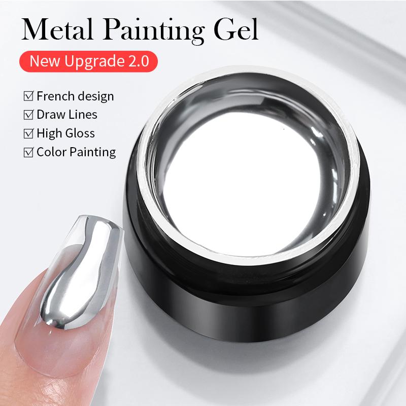 Nail Polish Metallic Painting Gel Polish for Nail Art Soak Off Gel Nail Polish Gold Silver Mirror Glitter UV Gel 5ml 230706