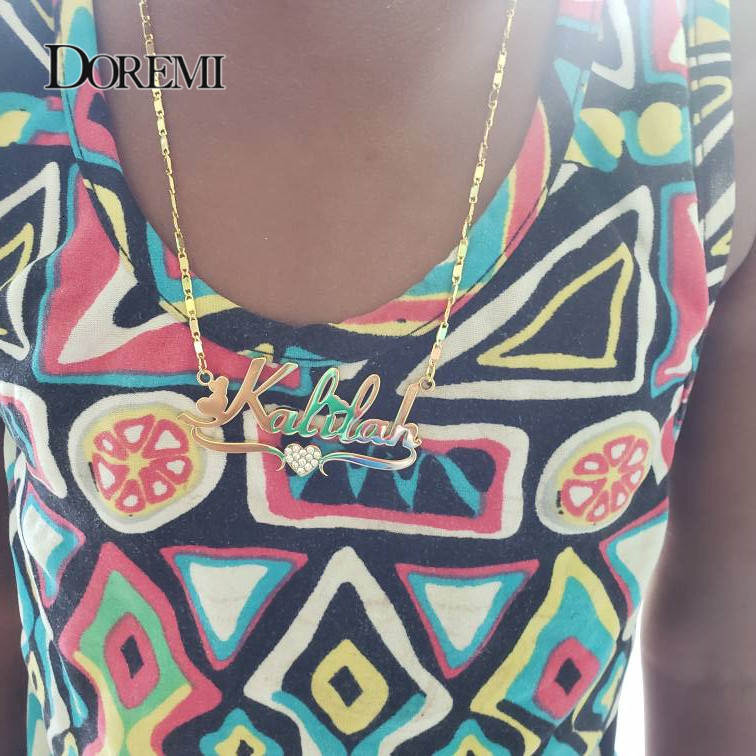 Pendant Necklaces DOREMI Custom Name Stainlesss Letters Necklace for Women Chain Jewelry Children Personalized Gold 230707