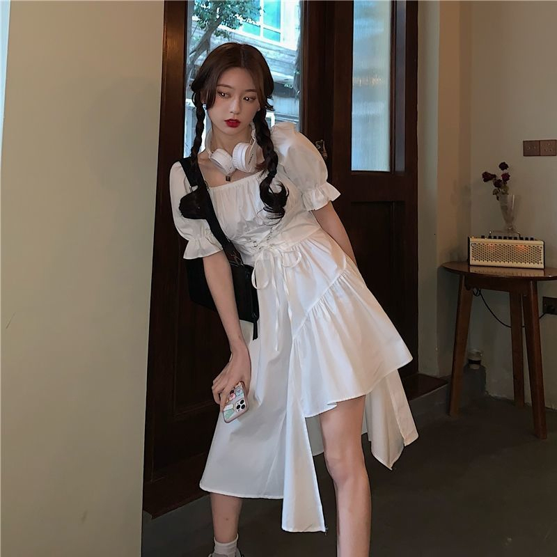 Urban Sexy Dresses Arrivals Short Sleeve Fashion Dress Women Y2k Fairy Party Dresses Summer Midi Dress White Black Clothing Vestidos 19482 230706