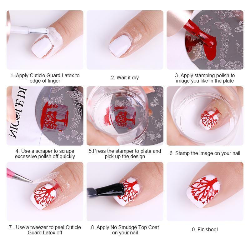 Nail Gel NICOLE DIARY Nail Stamping Polish Black White Nail Art Printing Varnish Peel Off Nail Latex for Nail Stamping Plates DIY Tools 230706