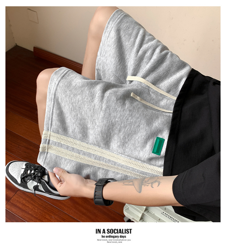 Men's Shorts American High Street Y2k Versatile Shorts Mens Summer Striped Print Loose Straight Joggers Short Pants Streetwear Sweatpants 230706