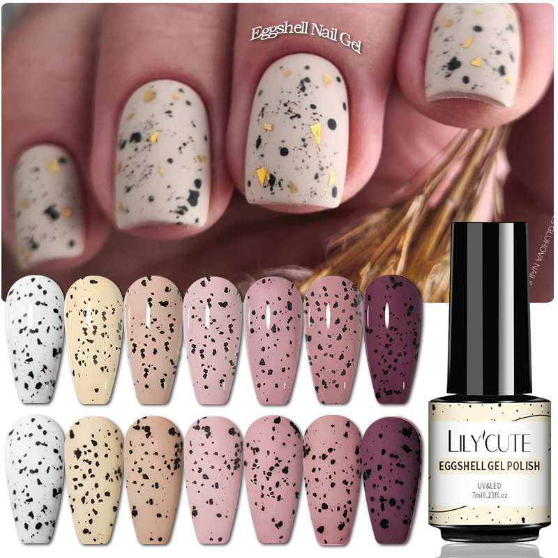Nail Polish LILYCUTE 7ml Solid Eggshell Gel Polish Semi Permanent Gel Nail Polish Lamp Varnish Soak Off UV Gel Nail Art Manicure Top Coat 230706