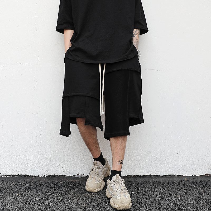 Men's Shorts Juspinice Men's Breeches Irregular Patchwork High Street Sports Half Shorts Korean Fashion Loose Wide Leg Short Pant Y2k Clothe