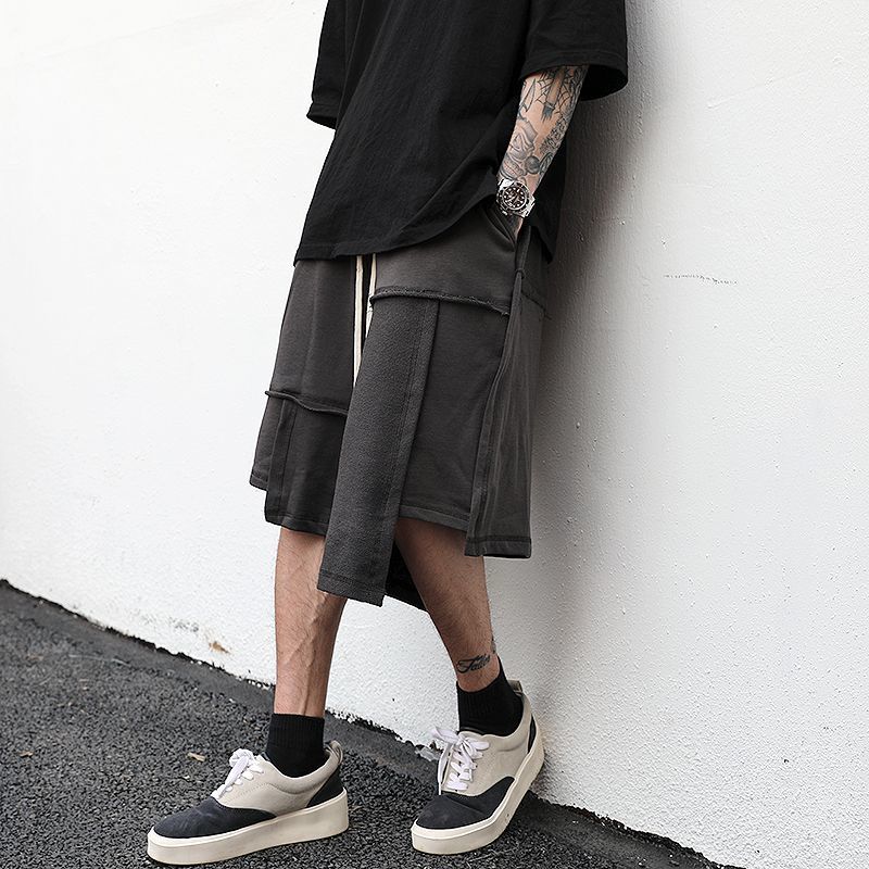 Men's Shorts Juspinice Men's Breeches Irregular Patchwork High Street Sports Half Shorts Korean Fashion Loose Wide Leg Short Pant Y2k Clothe