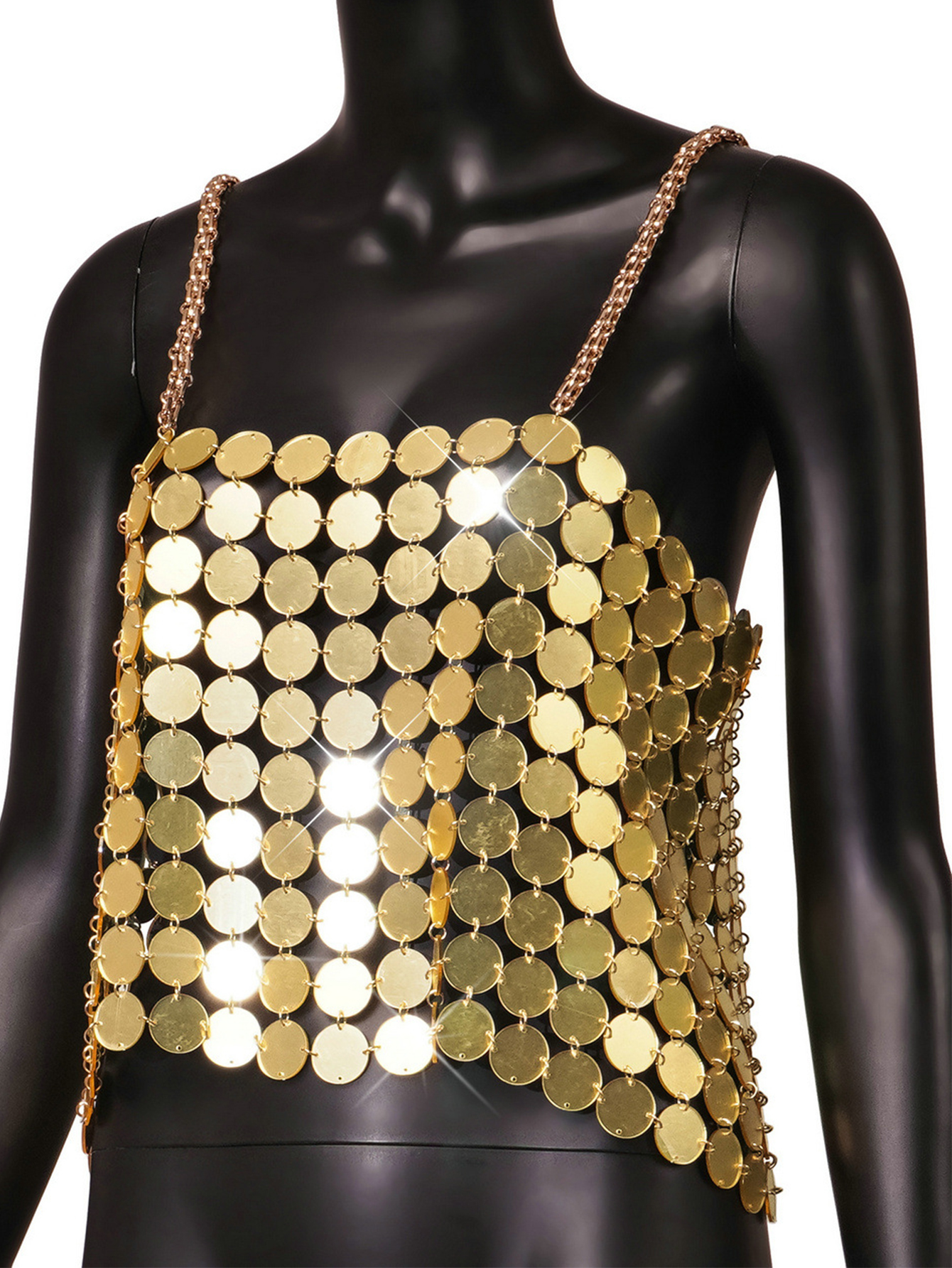 Women's Tanks Camis Sexy see through Metal sequin crop top women summer y2k club party halter tank top wife beach rave outfit glitter womens tops
