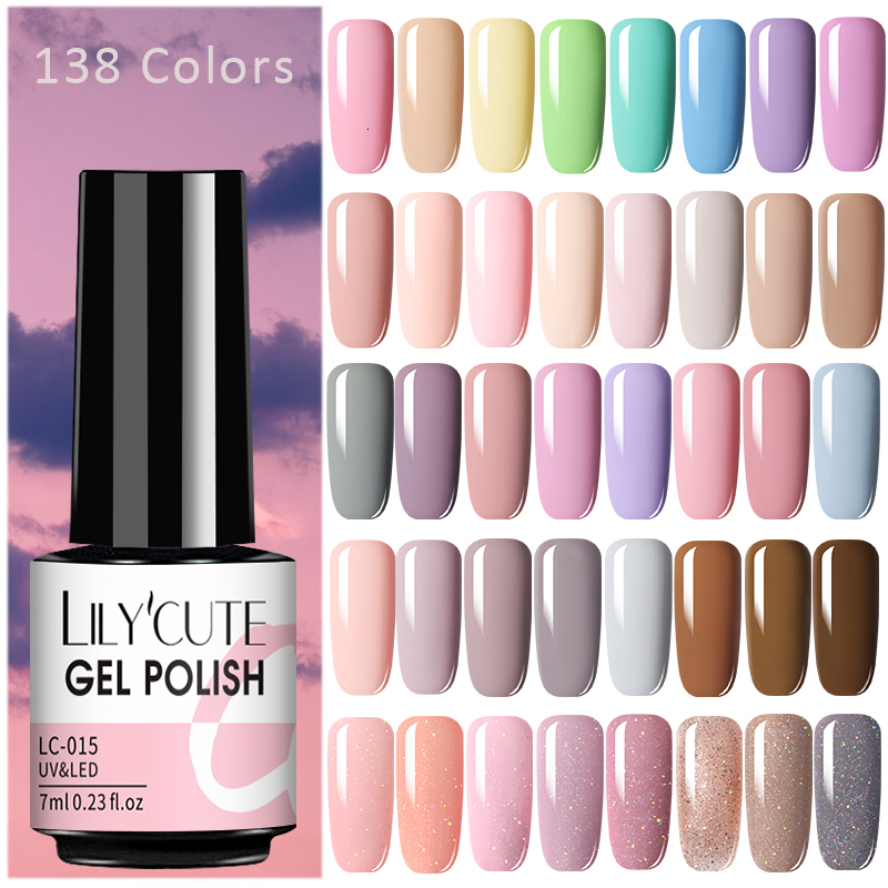 Nail Polish LILYCUTE 7ml Gel Nail Polish For Nails Semi Permanent Soak Off Gel UV LED Varnishes Base Top Matte Coat DIY Nail Art Gel Polish 230706