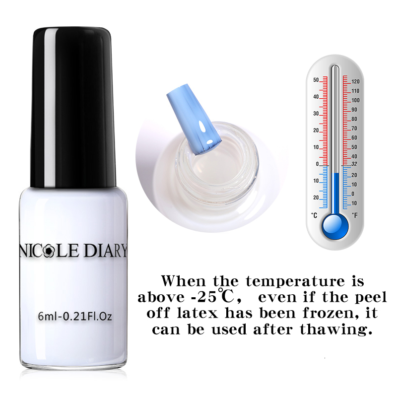 Nail Gel NICOLE DIARY Nail Polish Liquid Peel Off Tape Protect Varnish Antispill Latex Fast Dry Skin Care Nail Art Tweezer Protector 230706