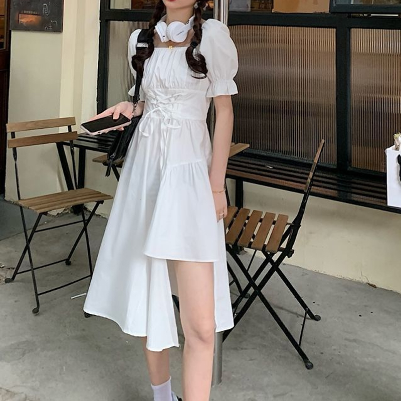 Urban Sexy Dresses Arrivals Short Sleeve Fashion Dress Women Y2k Fairy Party Dresses Summer Midi Dress White Black Clothing Vestidos 19482 230706