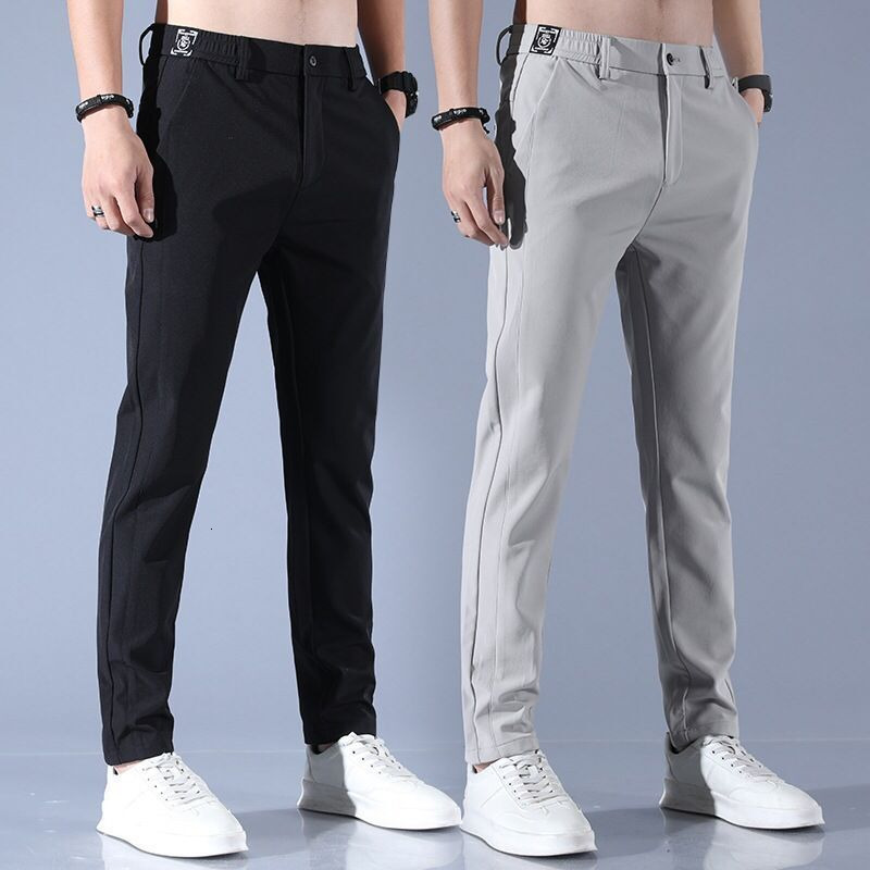 Mens Pants Ice Silk Trousers Solid Color MidWaist Loose Breathable StraightLeg Casual Thin QuickDrying Sports 230706