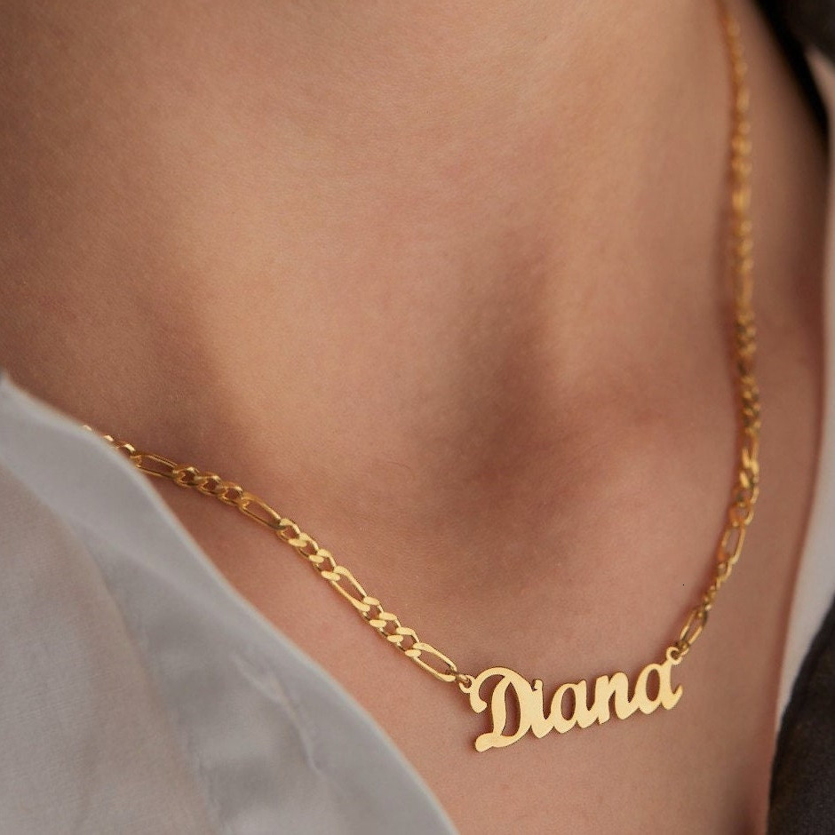 Pendant Necklaces DOREMI Name Necklace With 5MM Figaro Nameplate Personalized Number Any NameWord Christmas Gift for Family 230707