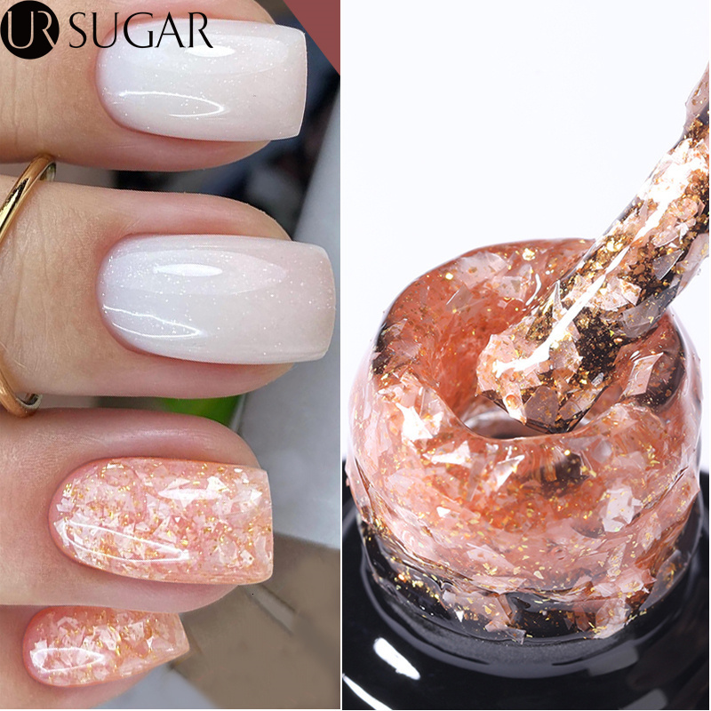 Nail Polish UR SUGAR 7ml Gold Glitter Mineral Gel Nail Polish Soak Off UV LED Gel Nail Platinum Shining Sequin Semi Permanent Manicure 230706