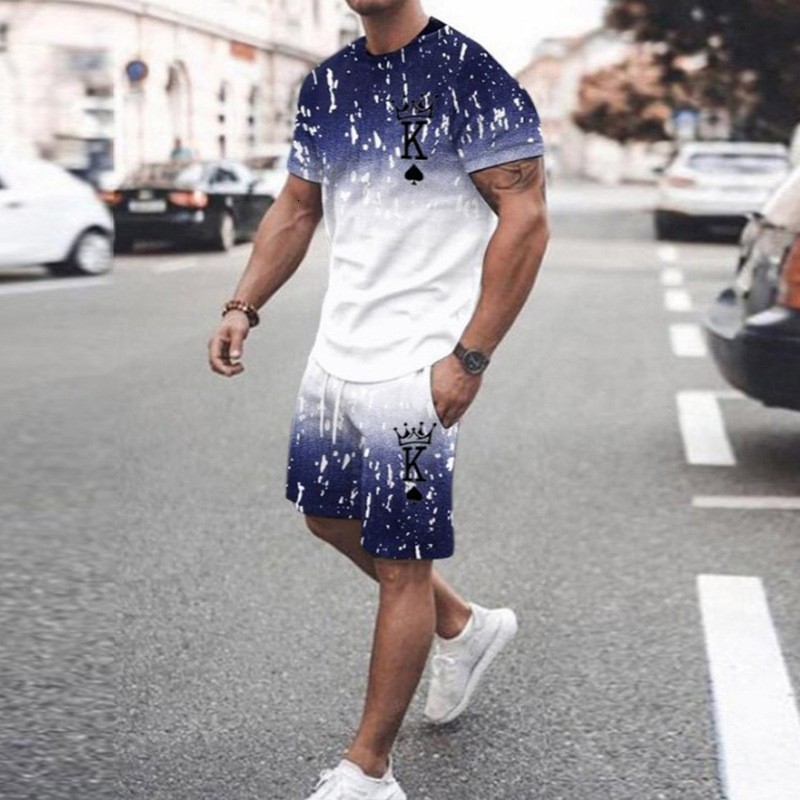 Mens Tracksuits Gradient Stripe 3d Print Summer Men Set Oneck T ShirtsShorts 2 Piece Tshirts Oversize Clothing Mans Harajuku Woman Tops 230707