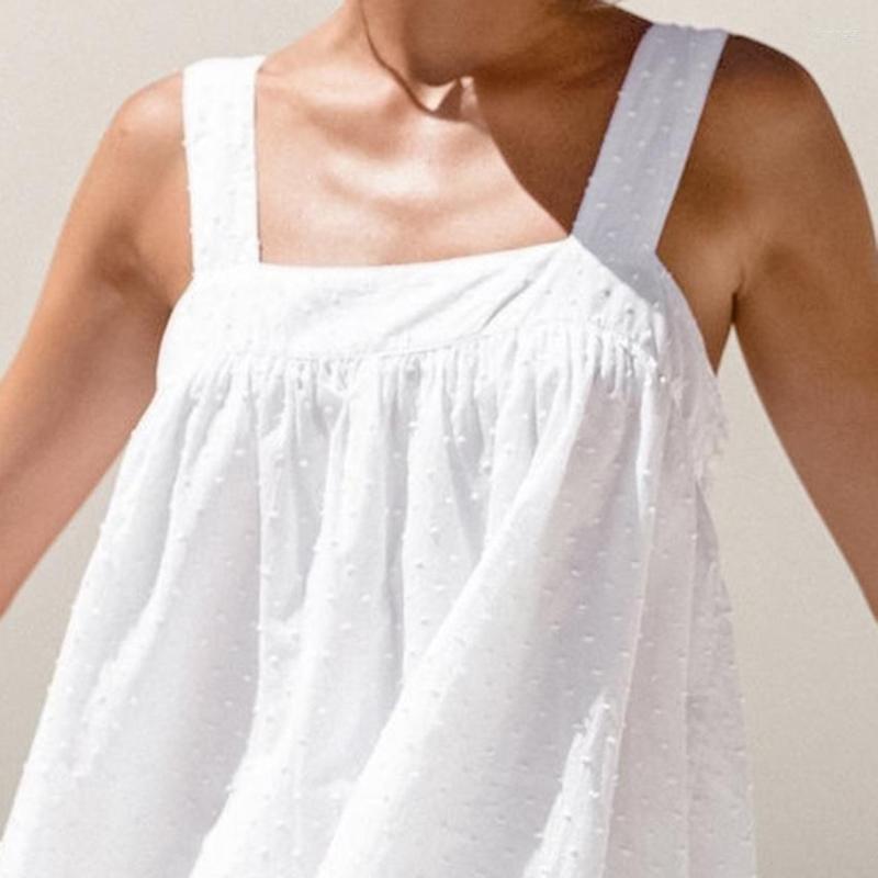 Women's White Cotton Pama Set Sleeveless Tank Top & Shorts - Casual Loungewear For Home B4