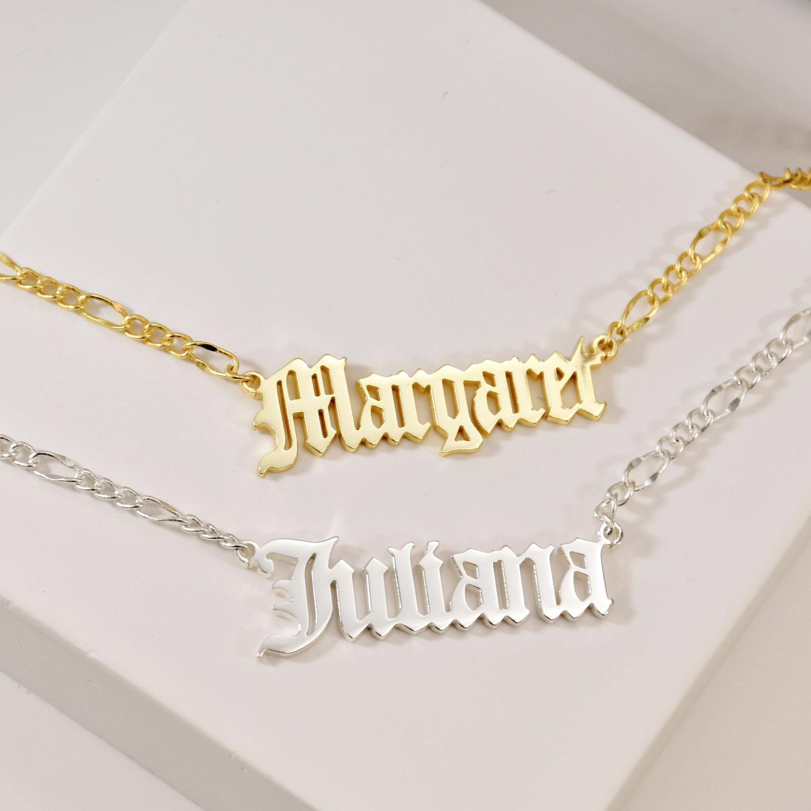 Pendant Necklaces DOREMI Name Necklace With 5MM Figaro Nameplate Personalized Number Any NameWord Christmas Gift for Family 230707
