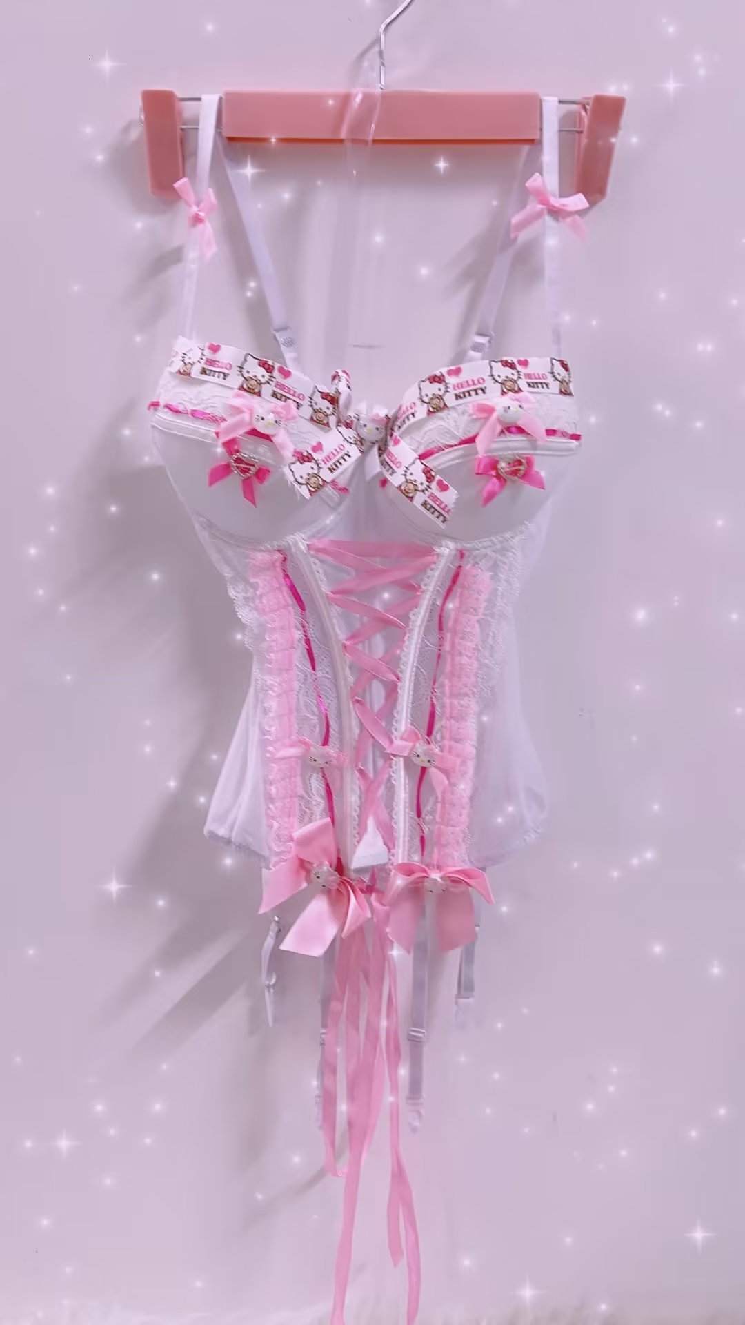 Women's Tanks Camis Kawaii Tank Topsfairy grunge halter topy2k clothes y2k crop top gothic clothes y2k top Pink tops laceTops cute tops Lolita to