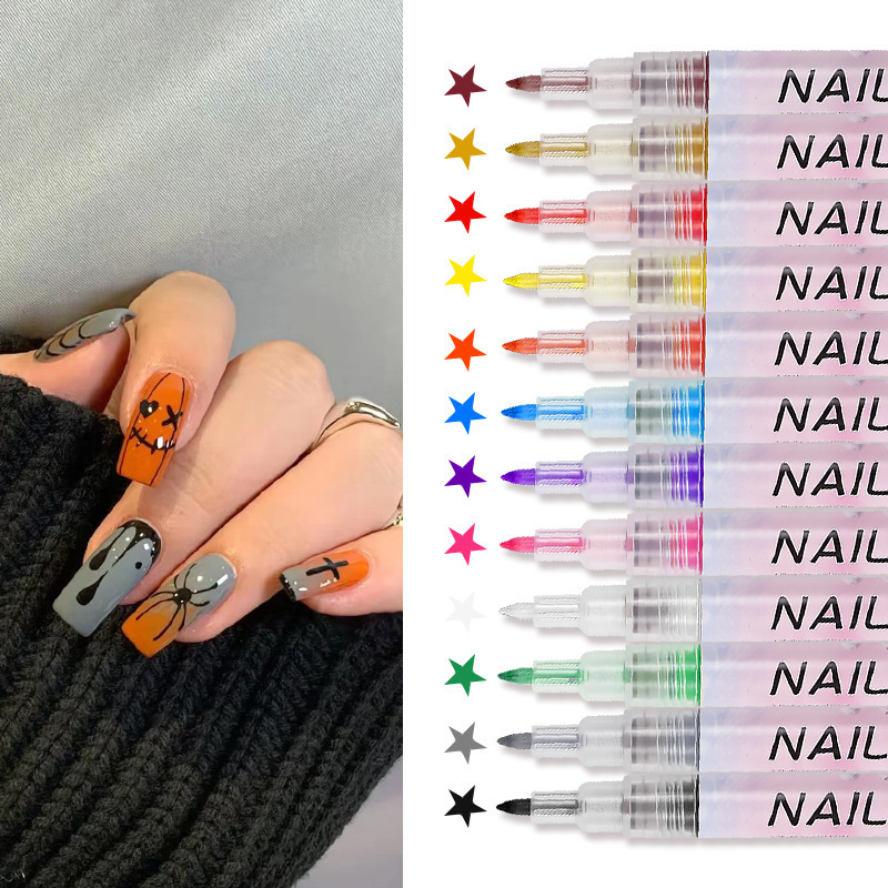 Nail Gel 101216Pcs Nail Art Drawing Graffiti Gel Pen Plastic Waterproof Painting Line Brush Marker Pen Nail Manicure Decoration Tools 230706