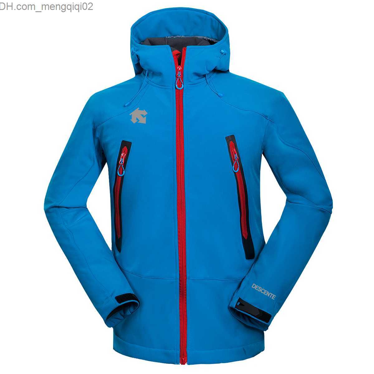 Men's Jackets The men DESCENTE Softshell jacket face coat Men Outdoors Sports Coats men Ski Hiking Windproof Winter Outwear Soft Shell jacket Z23
