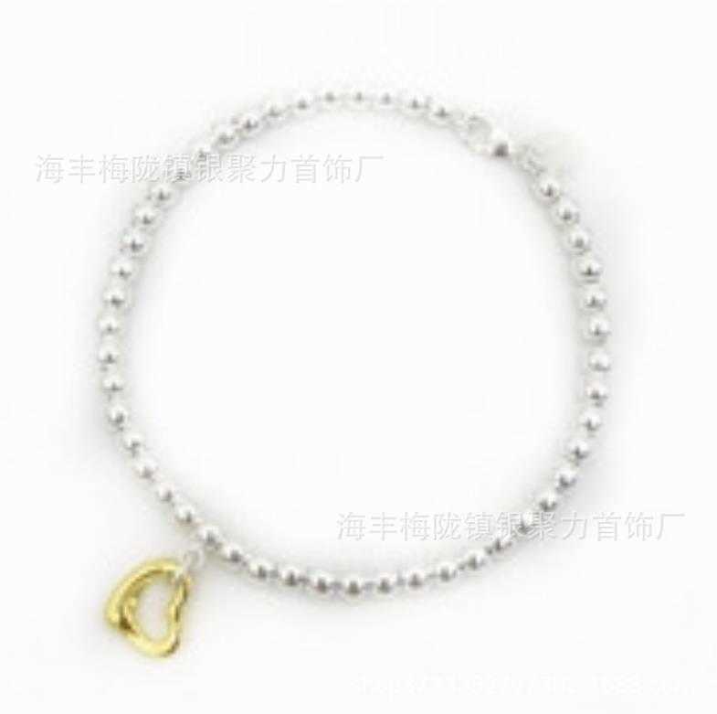 Counter quality tiffay s925 silver bracelet CNC printed heart-shaped thick chain men and women's classic fashion gift jewelry