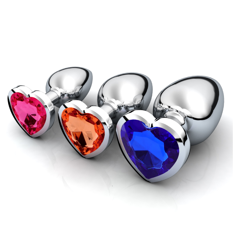 DildosDongs 3PcsSet Smooth Massager Anal Beads Crystal Jewelry Heart Butt Plug StImulator Women Sex Toys Dildo Stainless Steel 230706