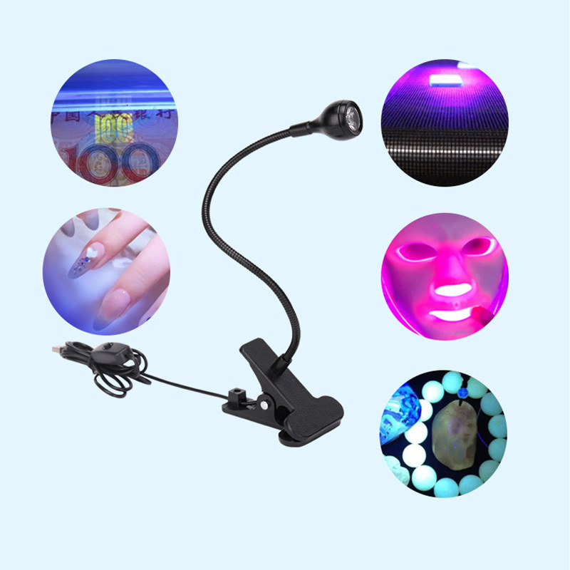 Nail Dryers Led Ultraviolet Lights ClipOn Flexible Metal Tube UV Lamp USB Mini UV Gel Curing Light Desk Lamp Nail Dryer For DIY Nail Art 230706