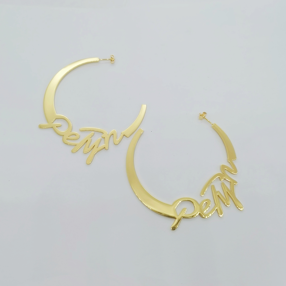 Hoop Huggie Duoying Circle Name Earrings Style Round Personalized Custom Earring for Women Gifts 230707