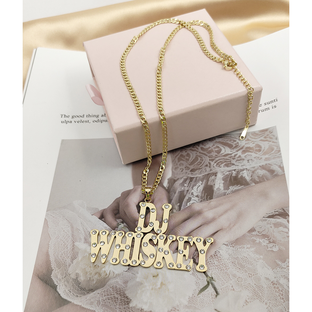 Pendant Necklaces Crystal Big Letters Necklace for Women Men Custom Jewelry Name Numbers Personalized with Zirconia 230707