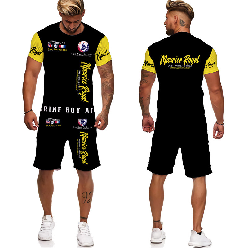 Men's Tracksuits Fashion Letter Print Men's Tees/Shorts/Sets Casual T-Shirts Couple Outfits Jogging Streetwear Clothes Hip Hop 2 Pieces Trac