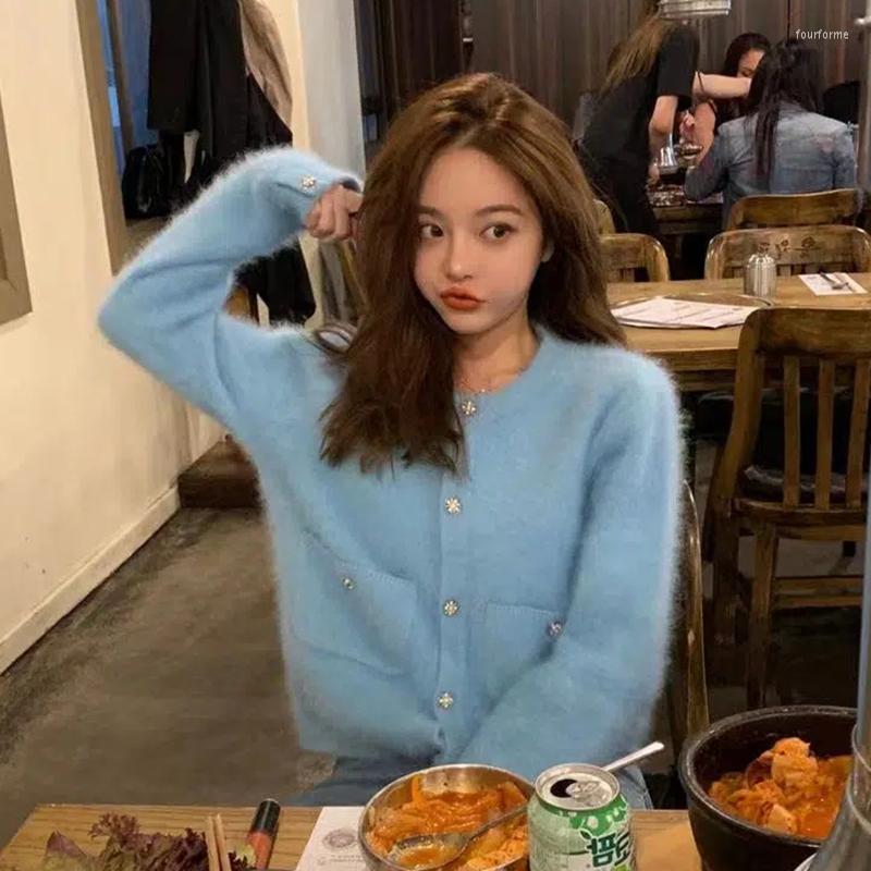 Women's Warm Thicken Cashmere Cardigan Acrylic Knitted Sweater Coat With Pockets For Winter B4