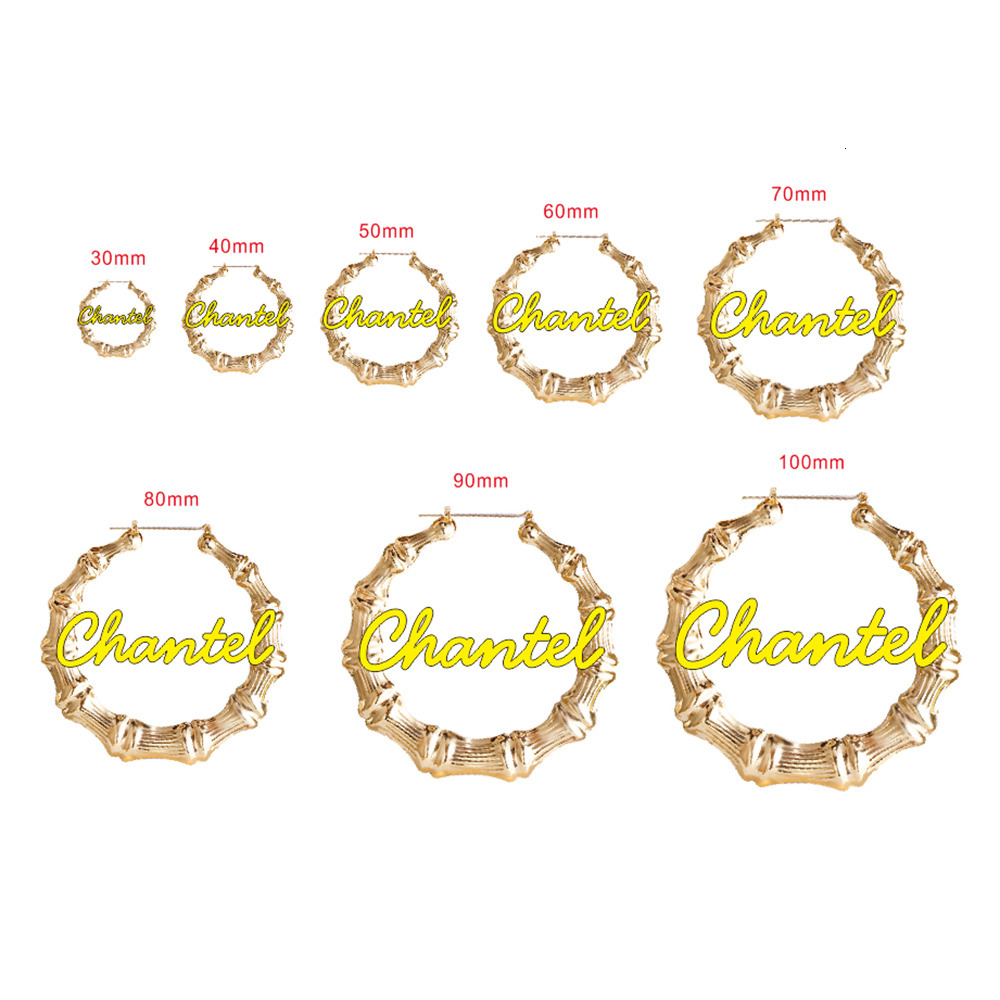 Hoop Huggie DODOAI Stainless steel 45mm90mm Custom Bamboo Earrings Customize Name Style Personality Jewelry 230707
