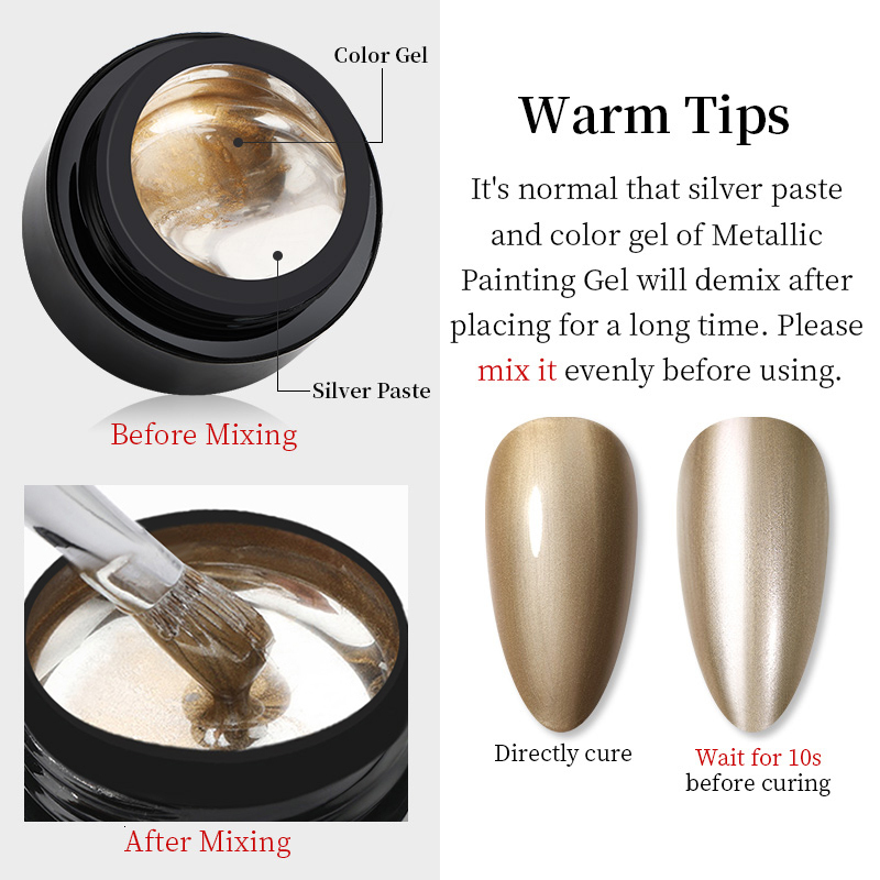 Nail Polish Metallic Painting Gel Polish for Nail Art Soak Off Gel Nail Polish Gold Silver Mirror Glitter UV Gel 5ml 230706
