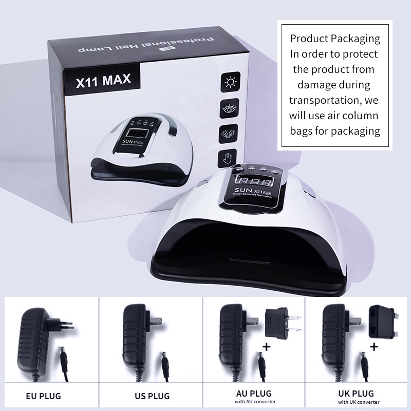 Nail Dryers SUN X11 MAX UV LED Nail Lamp for Manicure 280W Gel Polish Drying Machine with Large LCD Touch 66LEDS Smart Nail Dryer 230706