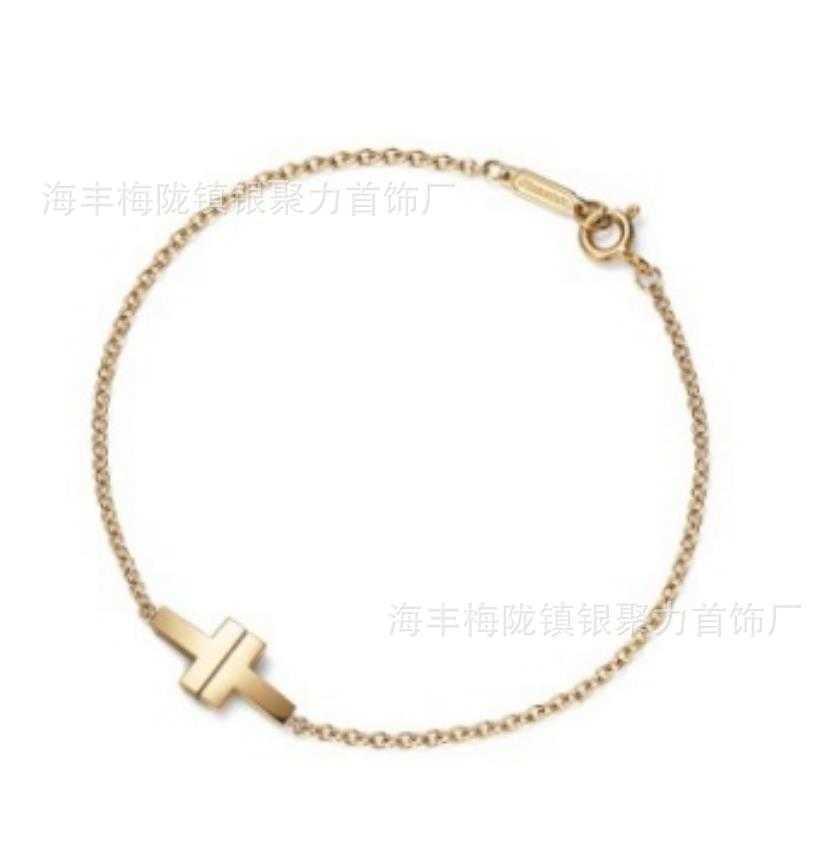 Counter quality tiffay s925 silver bracelet CNC printed heart-shaped thick chain men and women's classic fashion gift jewelry