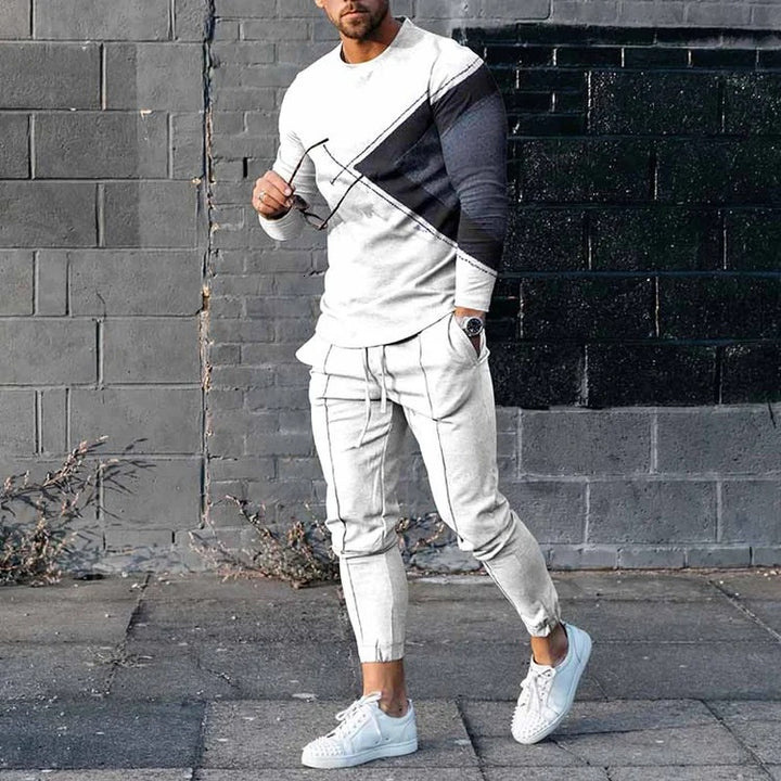 Men's Tracksuits Spring Men's Tracksuits Set 3D Print Long Sleeve T-Shirt Jogging Streetwear Casual Two Piece Male Oversized Men Sports Suit