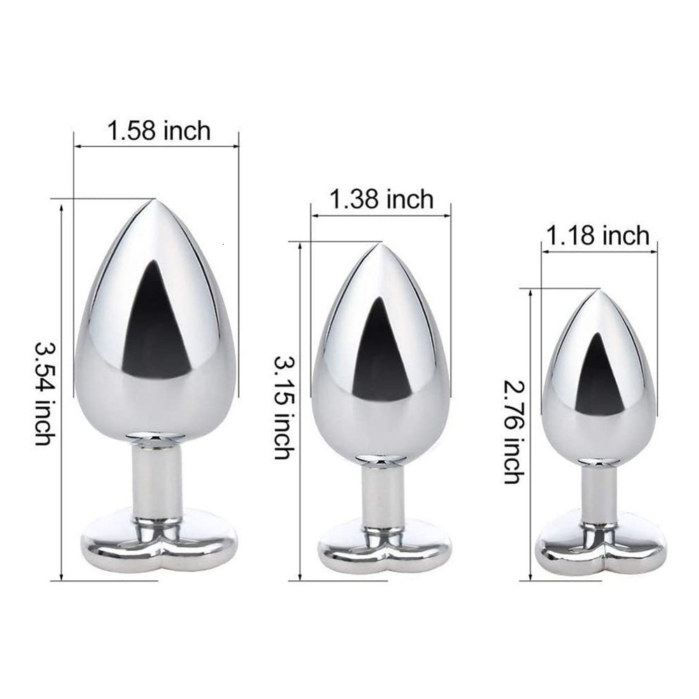 DildosDongs 3PcsSet Smooth Massager Anal Beads Crystal Jewelry Heart Butt Plug StImulator Women Sex Toys Dildo Stainless Steel 230706