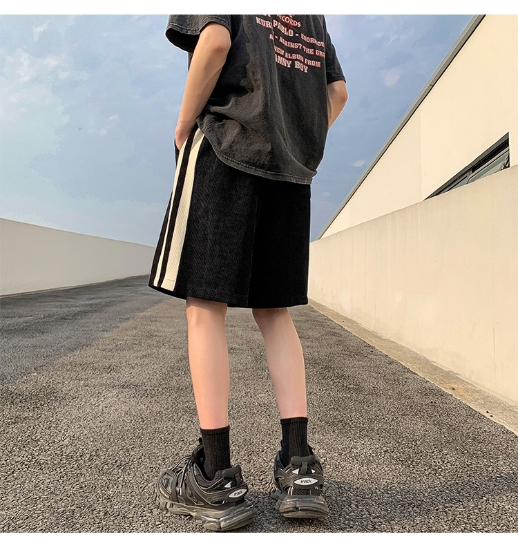 Men's Shorts American High Street Summer Y2k Versatile Shorts Mens Streetwear Ins Side Striped Print Loose Straight Joggers Short Pants 230706