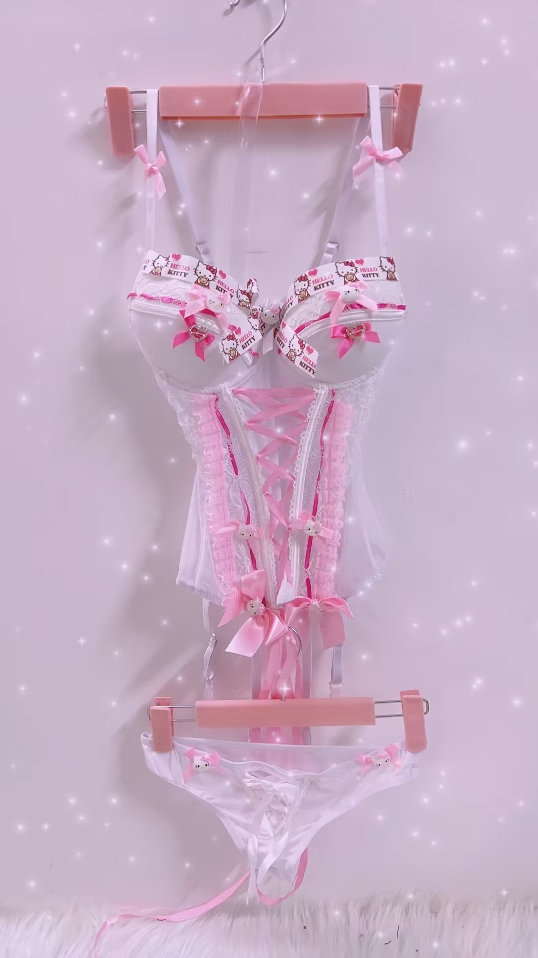 Women's Tanks Camis Kawaii Tank Topsfairy grunge halter topy2k clothes y2k crop top gothic clothes y2k top Pink tops laceTops cute tops Lolita to