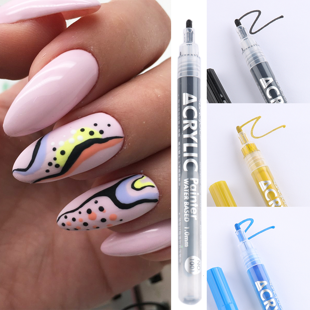 Nail Gel Nail Art Graffiti Pen Waterproof Painting Marker Pen for Nails Neon Gel Polish Drawing Pencil Manicure Brushes 230706
